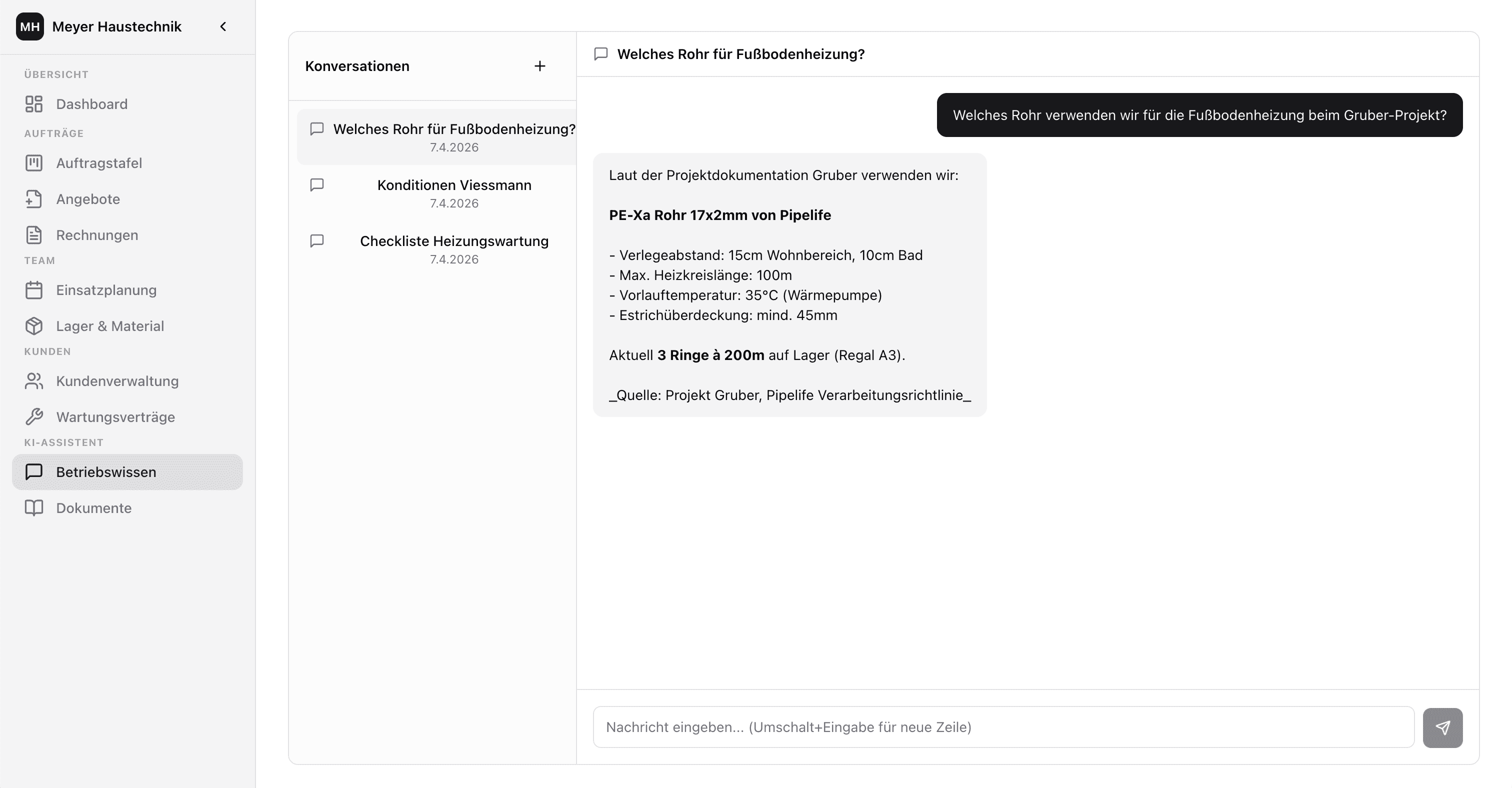 werkflow Firmenwissen: Fragen in normaler Sprache stellen und Antworten mit Quellenangabe erhalten